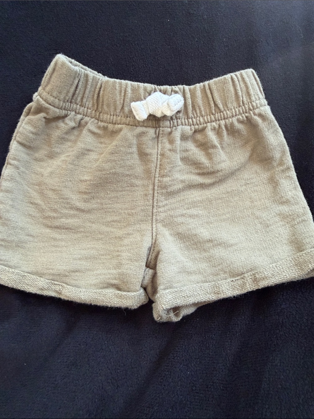 Carter's Olive Knit Pull-On Shorts with White Tie